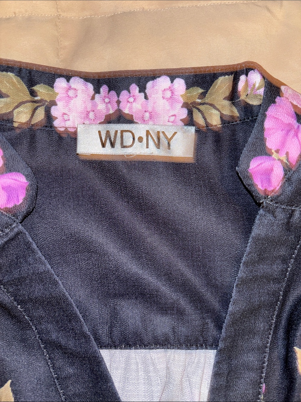 WD.NY Black Dress with Purple Floral Print - Picture 3 of 4